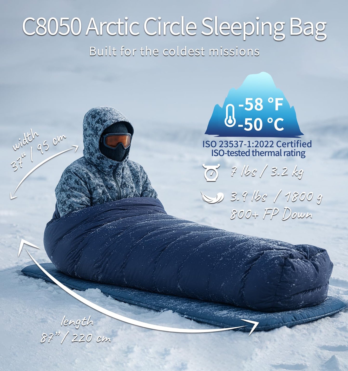 C8050 Arctic Circle sleeping bag -50°C/-58°F (ISO-23537)