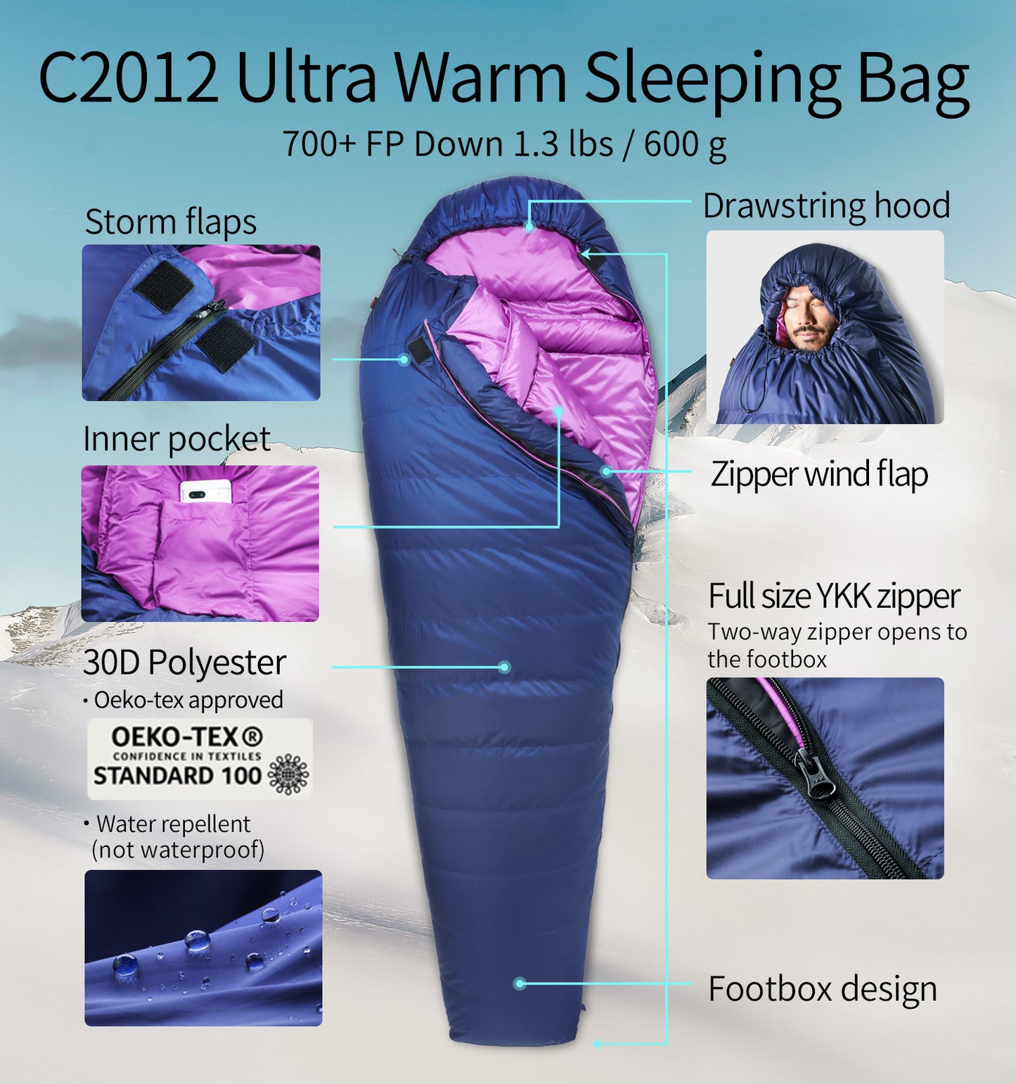 Ultra Warm Down Sleeping Bag FP700+