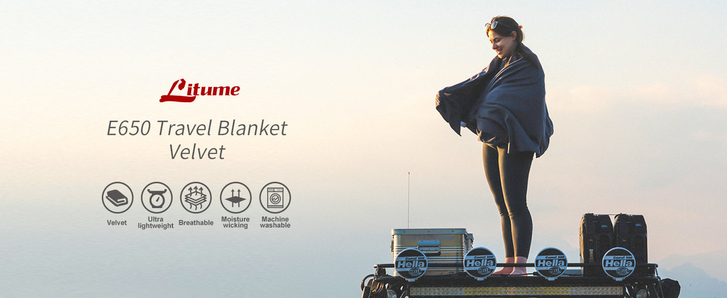 [E650] Velvet Travel Blanket - Ultra Lightweight