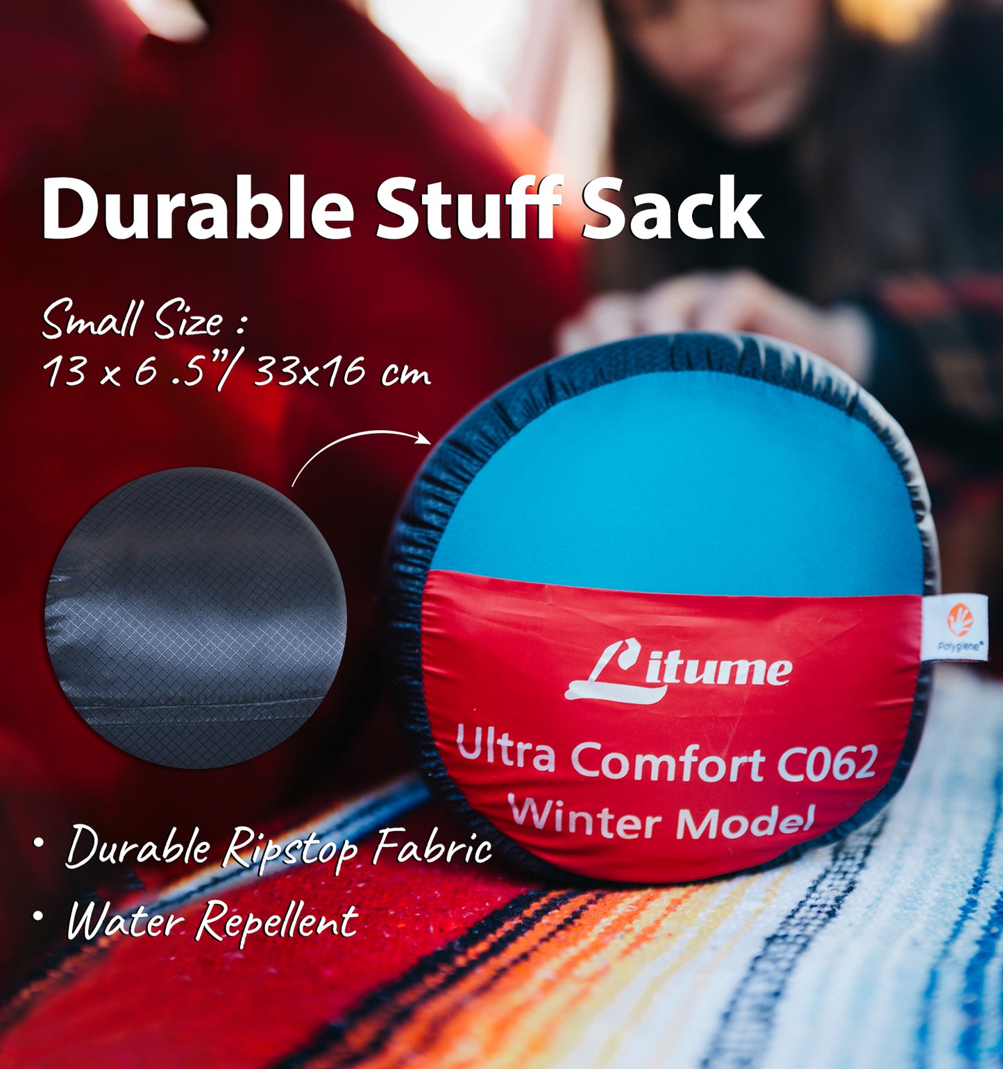 C062 27F -2.3C Lightweight Ultra Comfort Velvet Lining Sleeping Bag ISO 23537 Litume compact ultra lightweight warm velvet fleece lining liner three four all season one two person