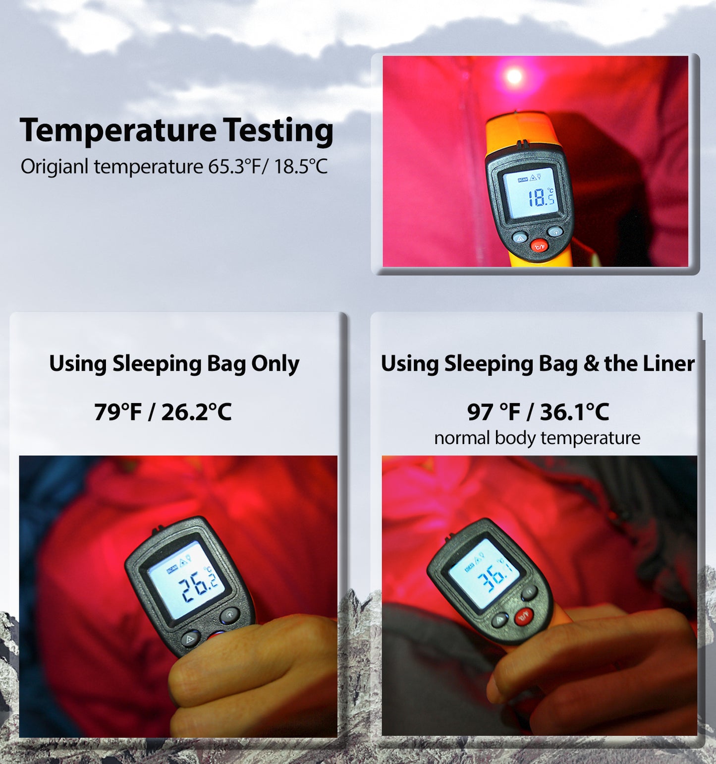 E629 All Season Sleeping Bag Liner Adds Up to 27F 15C warmth Lightweight Mummy Sleeping Sack for Backpacking Camping litume winter cold weather super warm hiking backpacker train airplane travel snow hostal hood outdoor compressible sack stuff