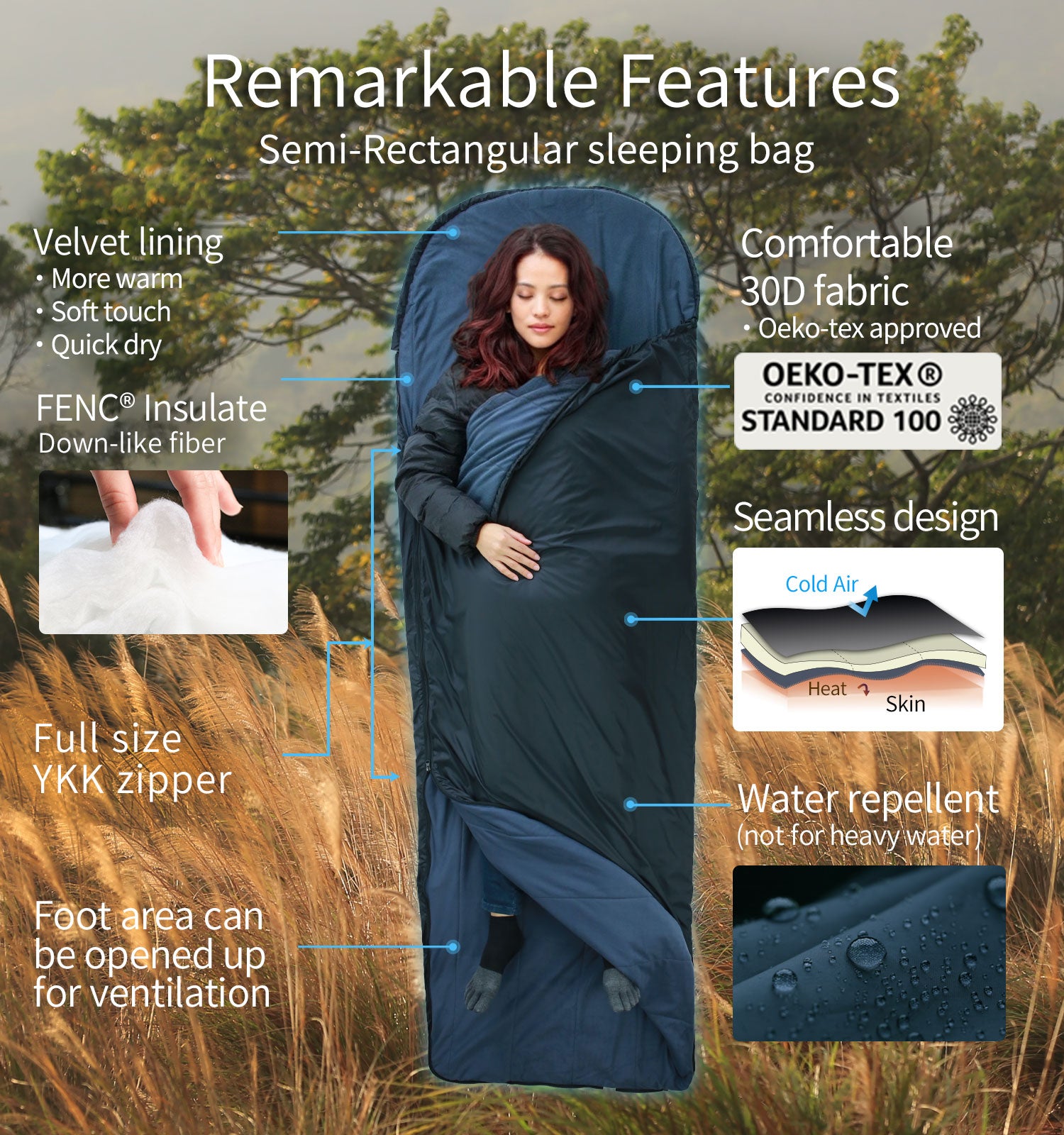 C065] Litume Ultra Air Velvet Lined Sleeping bag 17°C/ 62°F (ISO