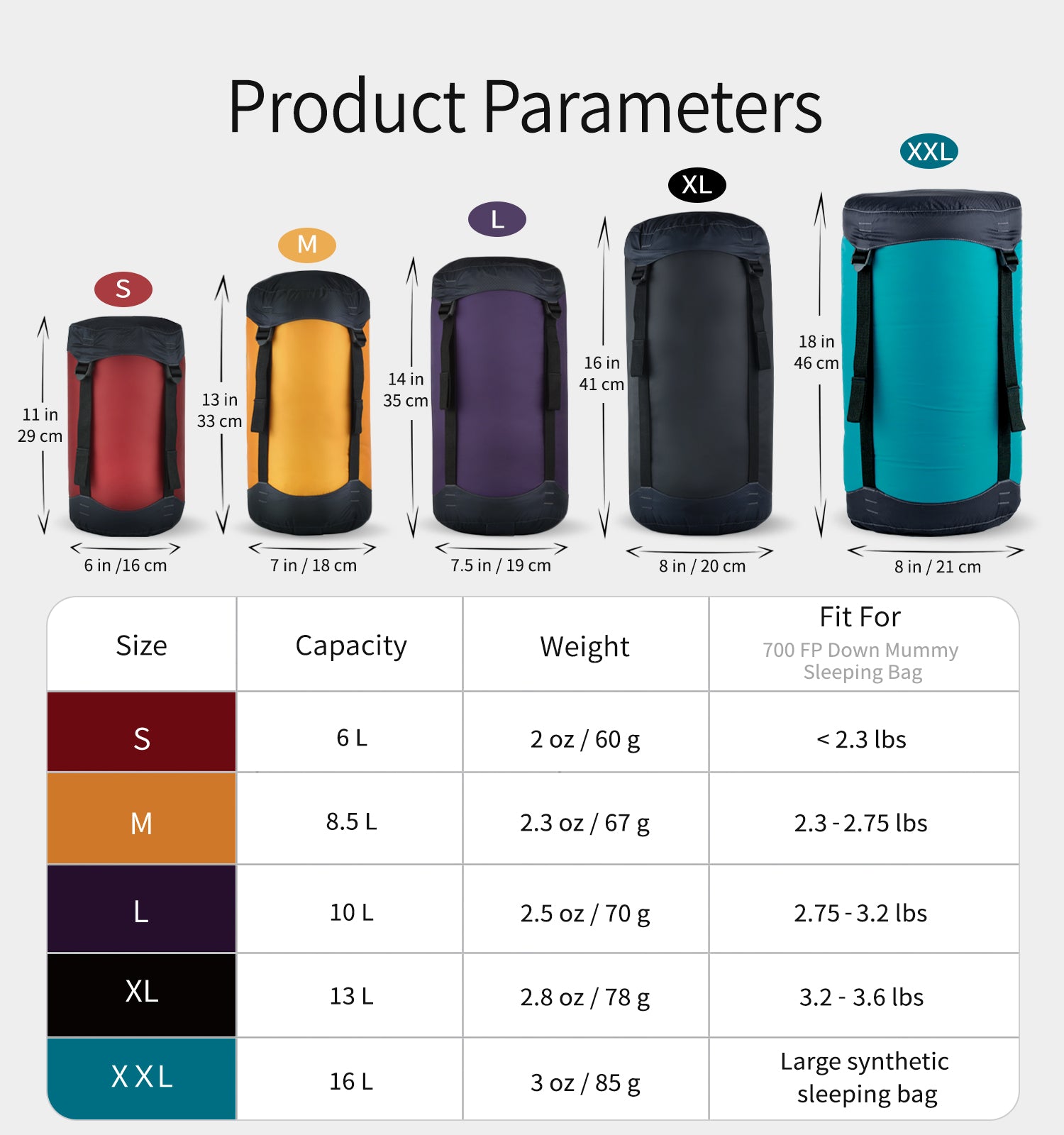 E638] Compression Stuff Sack 6L/ 8.5L/ 10L/ 13L/ 16L