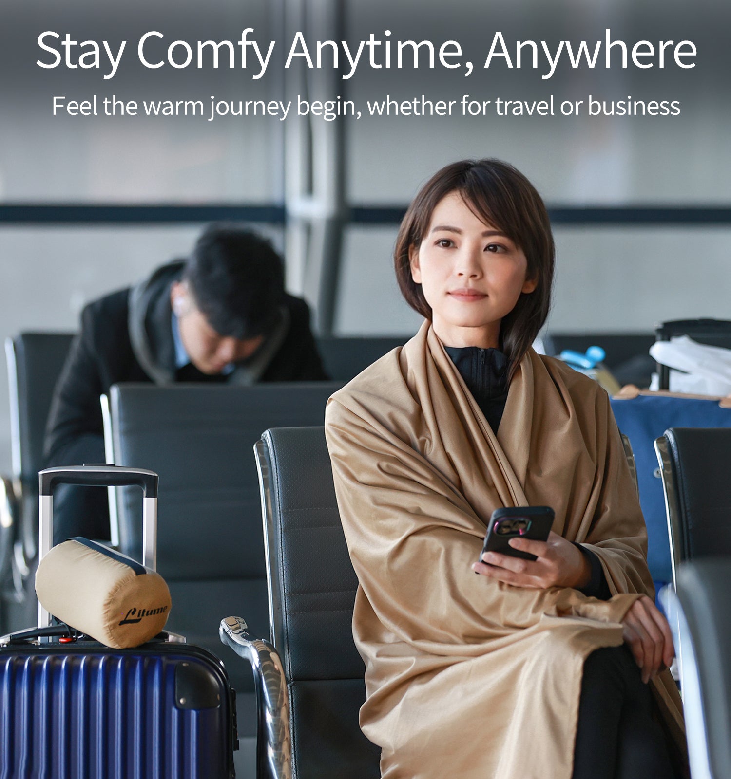 Litume ベルベット トラベル ブランケット - 超軽量で通気性に優れた