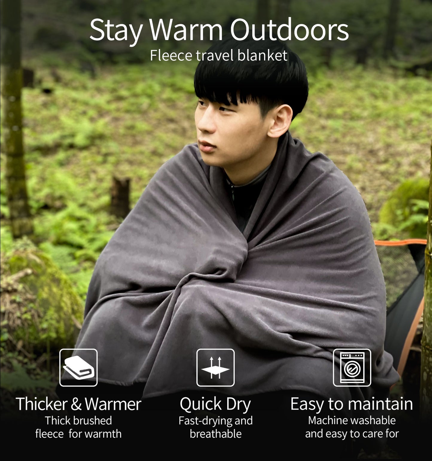 [E651] Fleece Travel Blanket - Ultra Warm