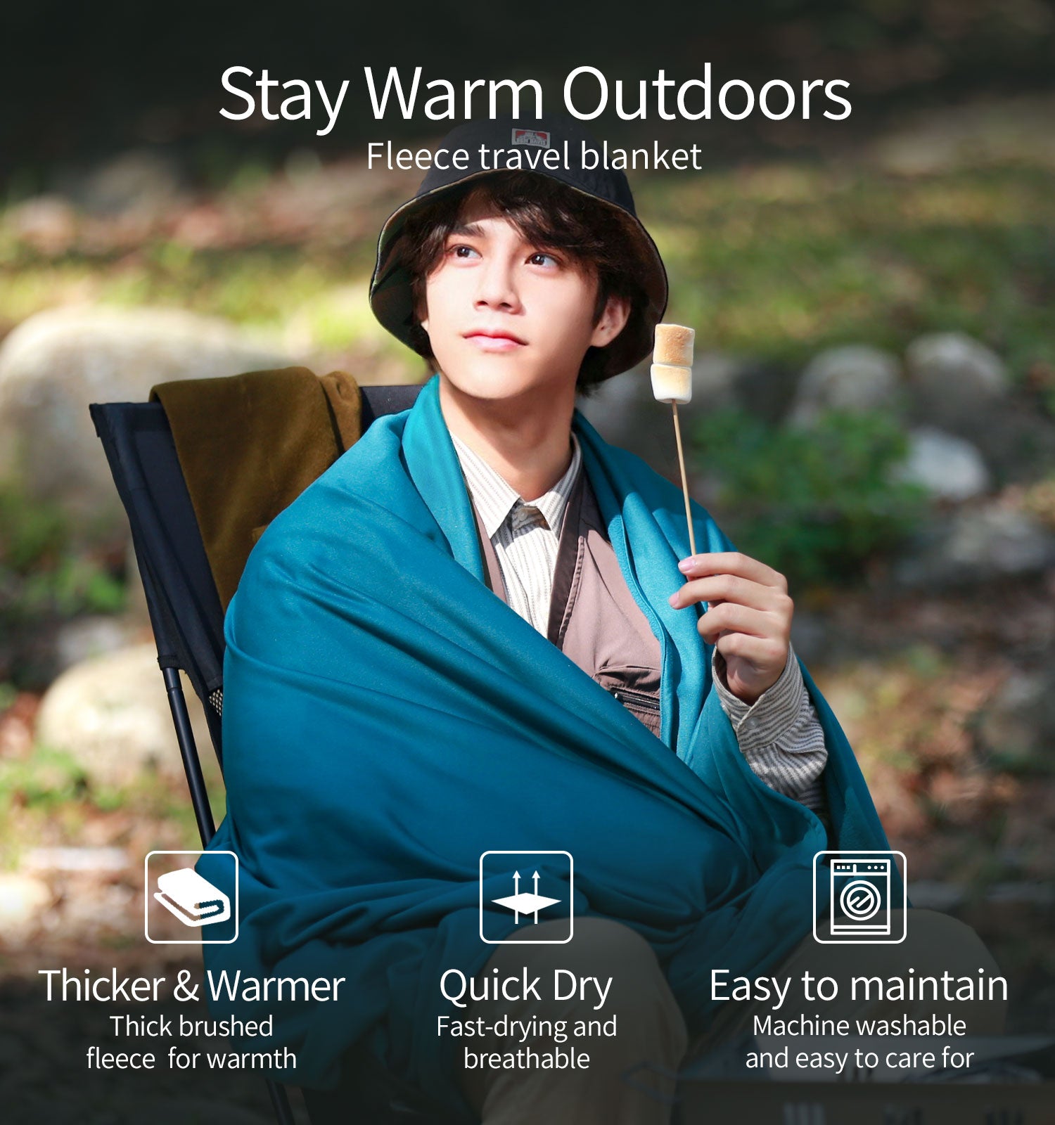 Litume - フリーストラベルブランケット - 超軽量で通気性に優れた