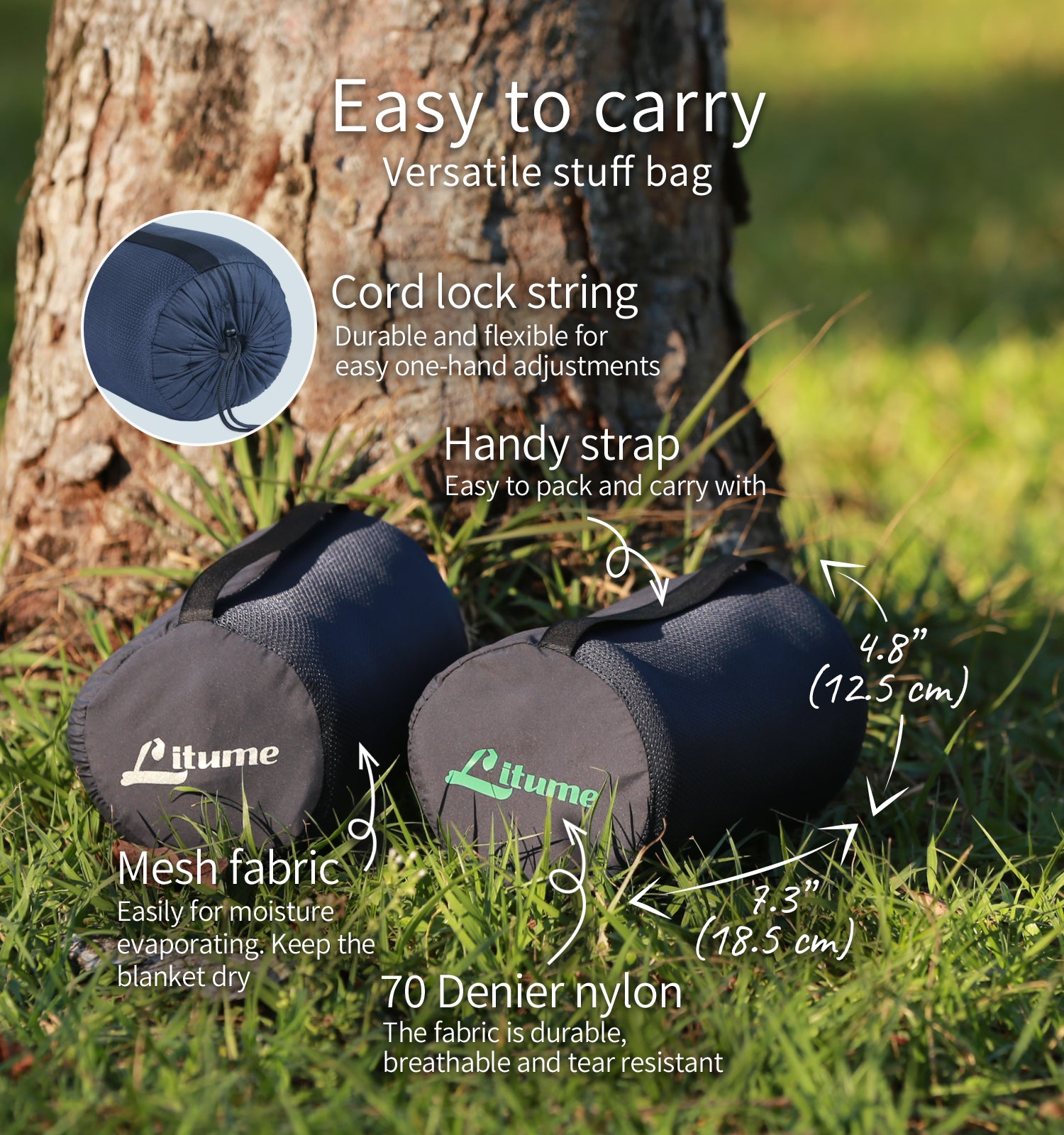 Litume - フリーストラベルブランケット - 超軽量で通気性に優れた