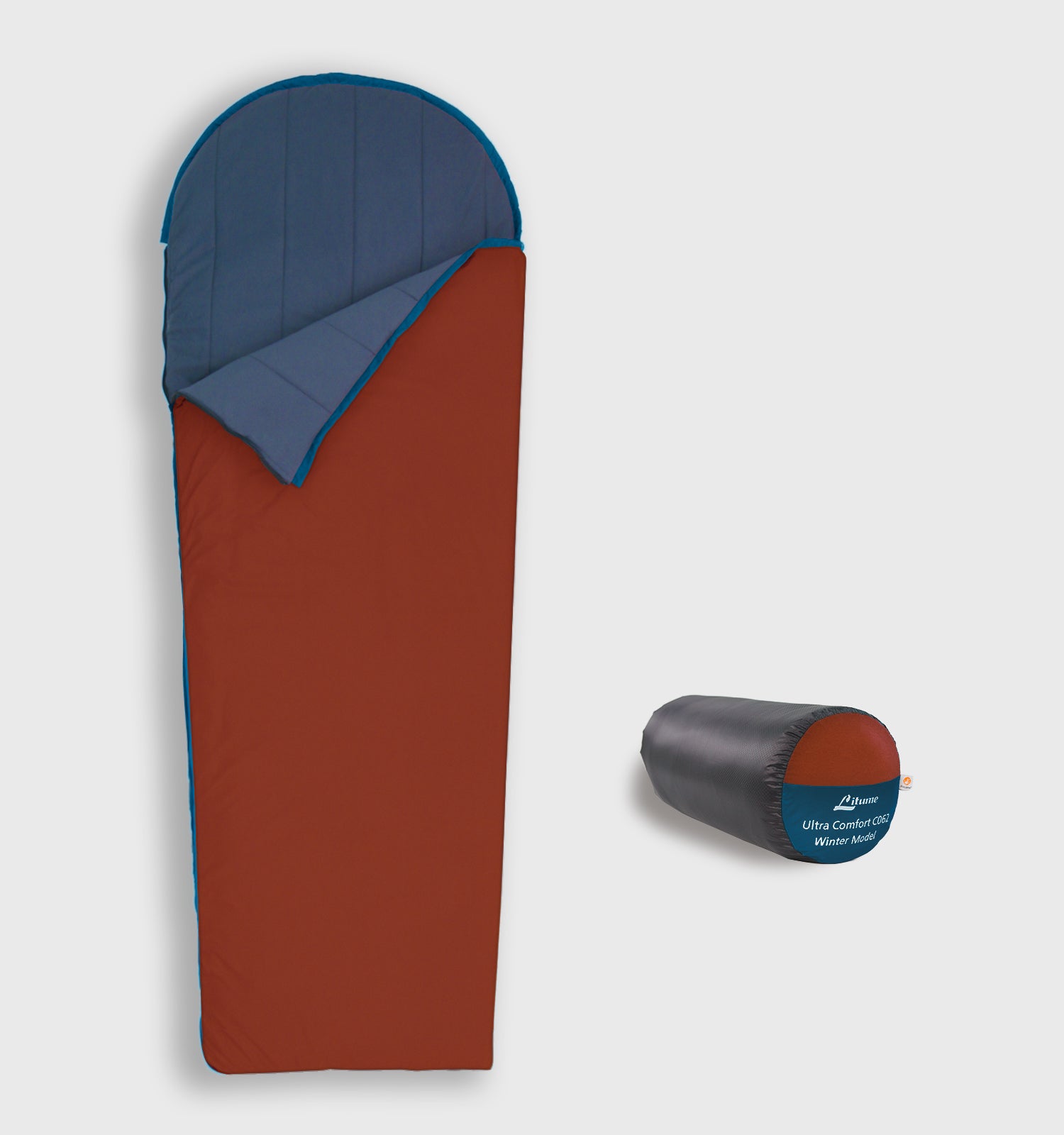 C062 27F -2.3C Lightweight Ultra Comfort Velvet Lining Sleeping Bag ISO 23537 Litume compact ultra lightweight warm velvet fleece lining backpacker outdoor hiking camping travel hostal train car auto road trip winter summer