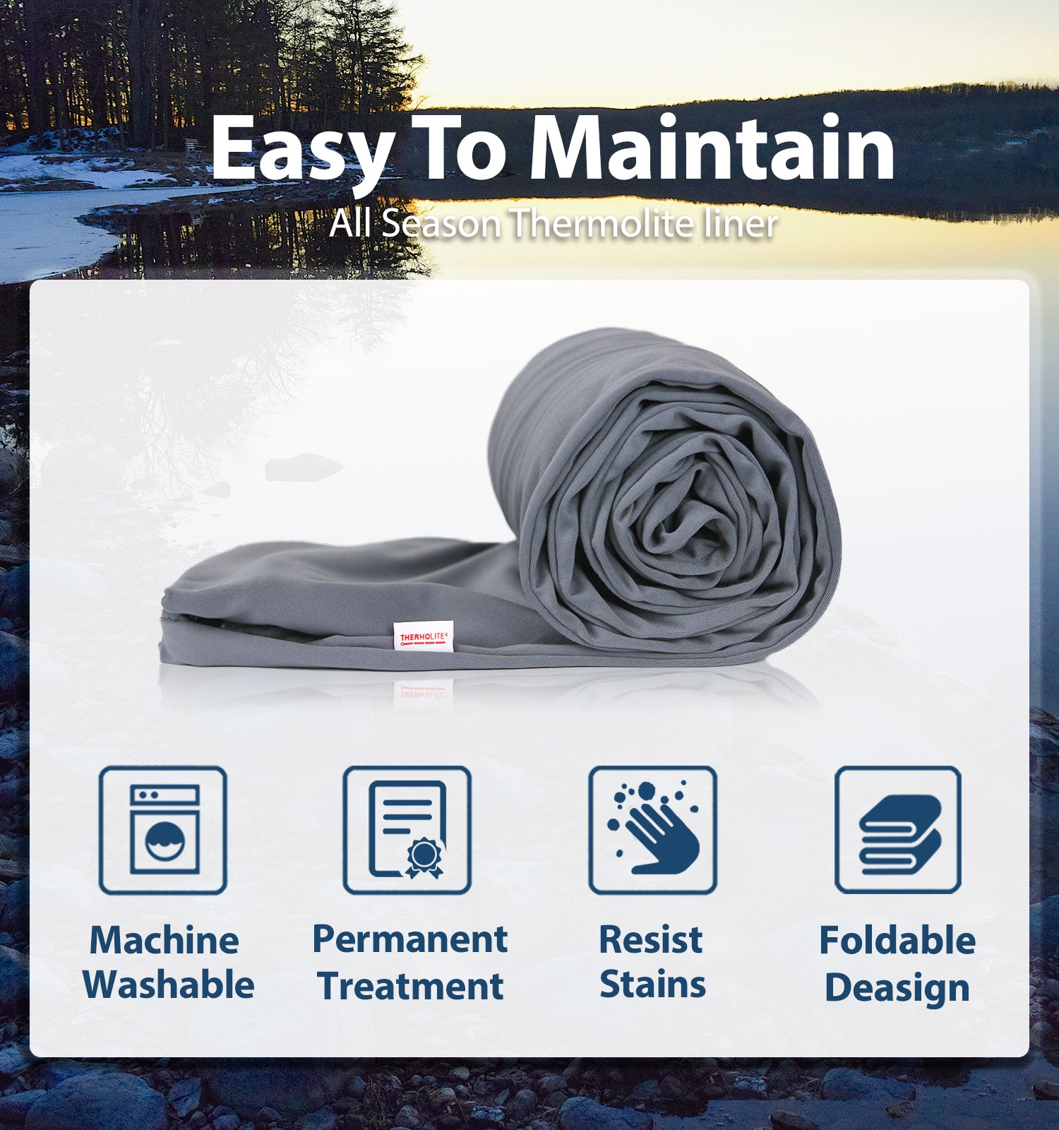 machine washable hollow fabric Thermolite All Season Sleeping Bag Liner Add Up to 22F 12C Litume four season technology cold weather lightweight compact portable with zipper zipped half zip small size winter hiking camping backpacking backpacker travel hotel train airplane hostal ykkk zipper drawstring hood hooded footbox