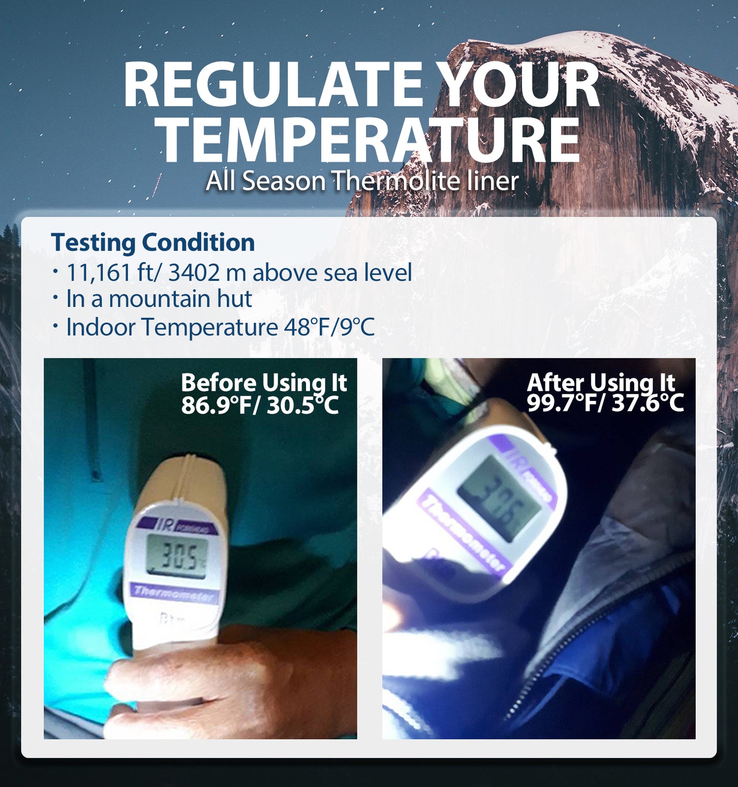 Thermolite sea to summit E626 four Season Sleeping Bag Liner Add Up to 22F 12C Litume four season technology cold weather lightweight compact portable with zipper zipped half zip small size winter hiking camping backpacking backpacker travel hotel train airplane hostal ykkk zipper drawstring hood hooded footbox