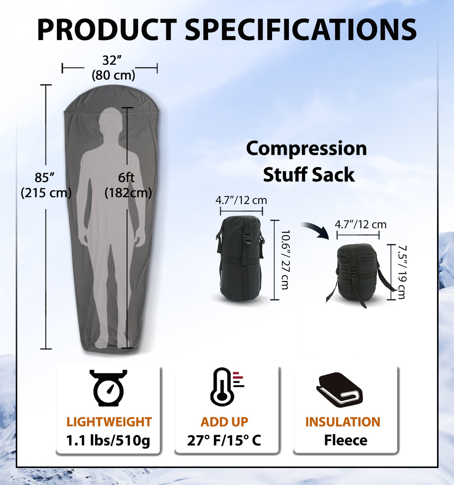 seatosummit All Season Sleeping Bag Liner Adds Up to 27F 15C warmth Lightweight Mummy Sleeping Sack for Backpacking Camping litume winter cold weather super warm hiking backpacker train airplane travel snow hostal hood