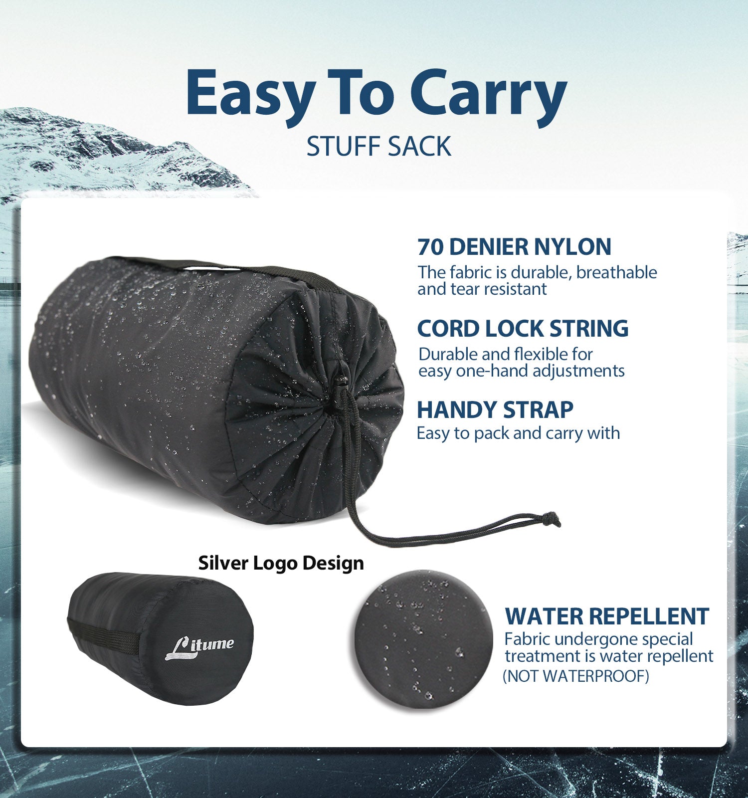 E629 All Season Sleeping Bag Liner Adds Up to 27F 15C warmth Lightweight Mummy Sleeping Sack for Backpacking Camping litume winter cold weather super warm hiking backpacker train airplane travel snow hostal hood outdoor compressible sack stuff